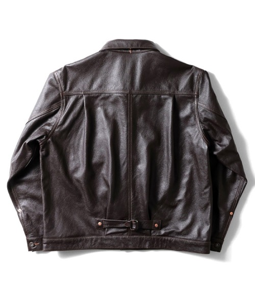 HOUSTON（ヒューストン）の「HOUSTON ヒューストン COW LEATHER TRACK JACKET カウレザー トラックジャケット（ブルゾン・メンズ・ブラック/ブラウン・42/40/38）」の10枚目の写真