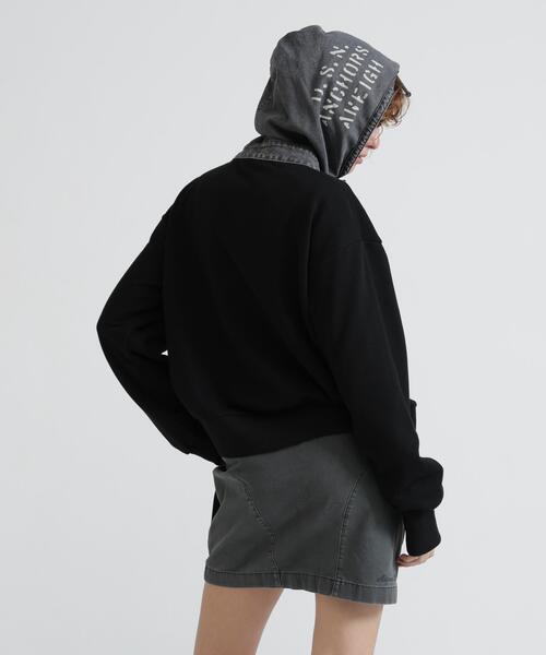 AVIREX(アヴィレックス)の「《NAVAL COLLECTION》DENIM COMBI PARKA(パーカー・レディース・ネイビー/グレー/ブラック・M/S)」の1枚目の写真