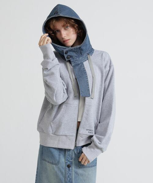 AVIREX(アヴィレックス)の「《NAVAL COLLECTION》DENIM COMBI PARKA(パーカー・レディース・ネイビー/グレー/ブラック・M/S)」の9枚目の写真