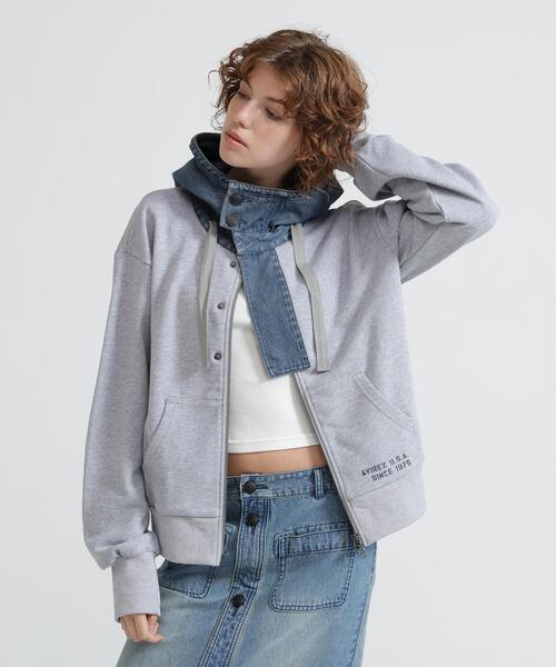 AVIREX(アヴィレックス)の「《NAVAL COLLECTION》DENIM COMBI PARKA(パーカー・レディース・ネイビー/グレー/ブラック・M/S)」の11枚目の写真