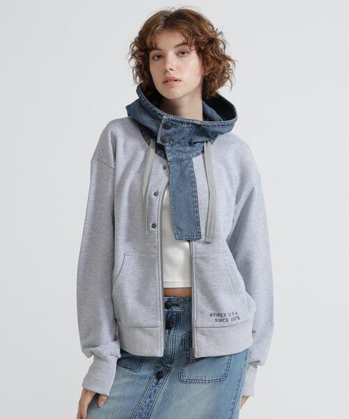 AVIREX(アヴィレックス)の「《NAVAL COLLECTION》DENIM COMBI PARKA(パーカー・レディース・ネイビー/グレー/ブラック・M/S)」の12枚目の写真