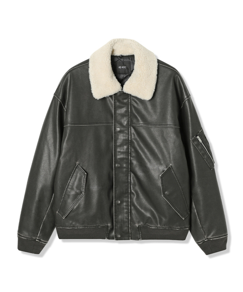 ADHOC(アドホック)の「男性ファー取り外しフェイクレザーダウンジャケット (DK-BROWN) (HBALE11)(その他アウター・メンズ・その他・100/95/105)」の2枚目の写真