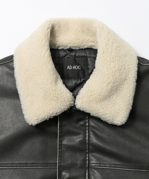 ADHOC(アドホック)の「男性ファー取り外しフェイクレザーダウンジャケット (DK-BROWN) (HBALE11)(その他アウター・メンズ・その他・100/95/105)」の4枚目の写真