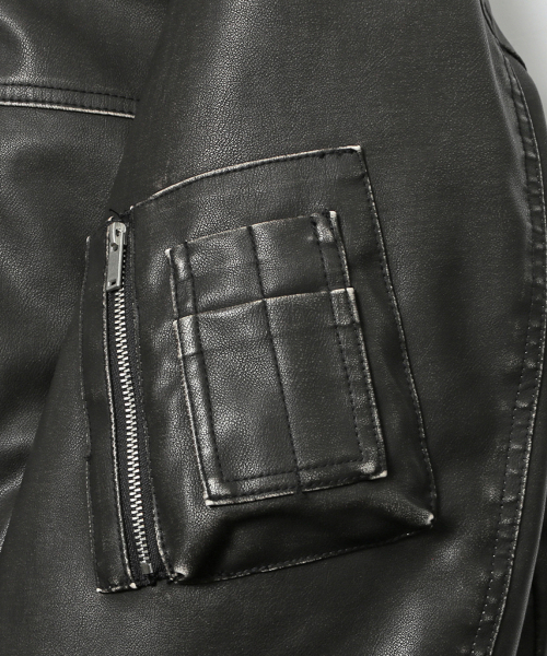 ADHOC(アドホック)の「男性ファー取り外しフェイクレザーダウンジャケット (DK-BROWN) (HBALE11)(その他アウター・メンズ・その他・100/95/105)」の5枚目の写真