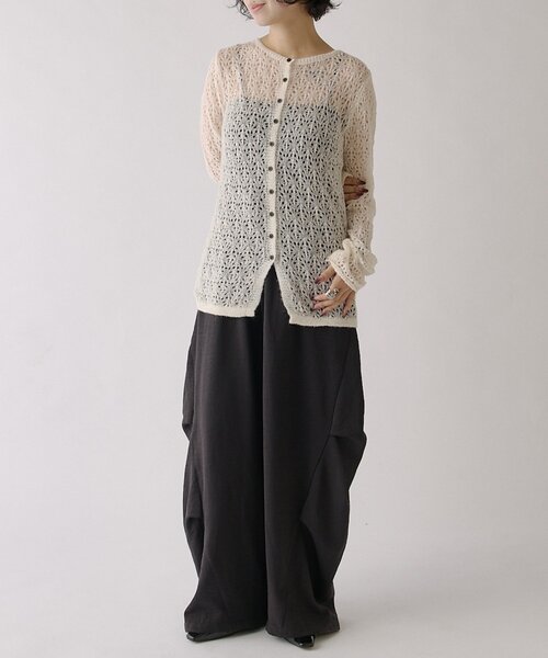 goocy(グーシー)の「【セレクトアイテム】起毛モヘアタッチ透かしあみカーディガン(カーディガン/ボレロ・レディース・ブラック/レッド/アイボリー・FREE)」の4枚目の写真