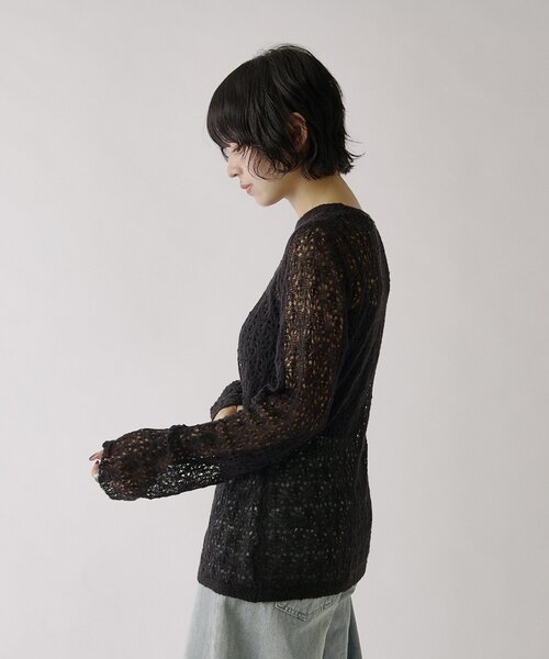goocy(グーシー)の「【セレクトアイテム】起毛モヘアタッチ透かしあみカーディガン(カーディガン/ボレロ・レディース・ブラック/レッド/アイボリー・FREE)」の17枚目の写真