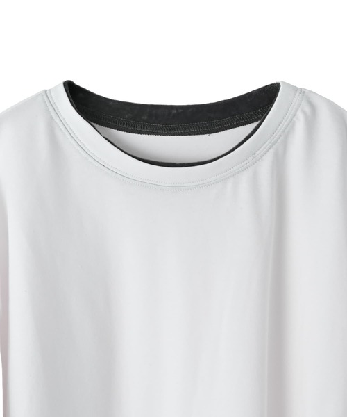 STYLE DELI(スタイルデリ)の「【BLK001】天竺×ベロア袖口配色プルオーバー(Tシャツ/カットソー・レディース・ブラック/オフホワイト・FREE)」の15枚目の写真