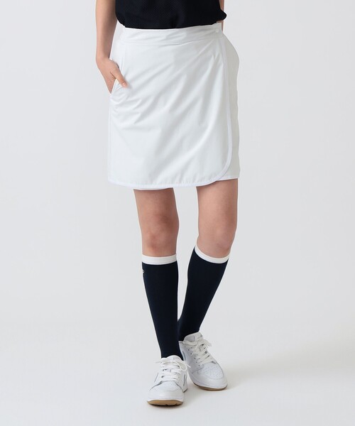 BEAMS GOLF(ビームスゴルフ)の「PURPLE LABEL / スフィダンテ 撥水 巻きスカート(スカート・レディース・ネイビー/ホワイト・ONE SIZE)」の1枚目の写真