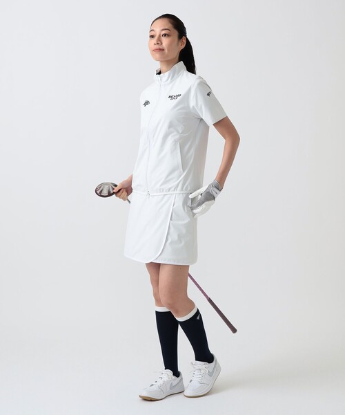 BEAMS GOLF(ビームスゴルフ)の「PURPLE LABEL / スフィダンテ 撥水 巻きスカート(スカート・レディース・ネイビー/ホワイト・ONE SIZE)」の4枚目の写真