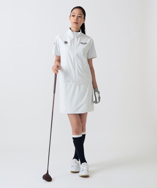 BEAMS GOLF(ビームスゴルフ)の「PURPLE LABEL / スフィダンテ 撥水 巻きスカート(スカート・レディース・ネイビー/ホワイト・ONE SIZE)」の5枚目の写真