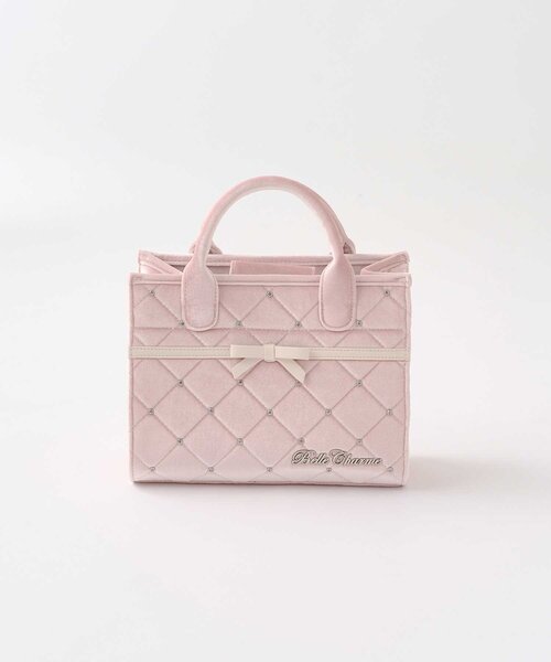 Belle Charme（ベルシャルム）の「【Belle Charme】Velour Quilted Ribbon Mini Tote（ハンドバッグ・レディース・ピンク/オフホワイト/ブラック・FREE）」の19枚目の写真
