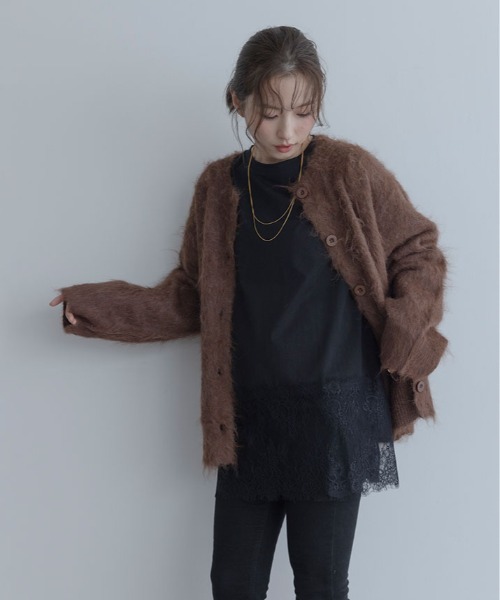 maviru（マヴィル）の「一枚でも、重ねても頼れる。裾レース レイヤード カットソー ロングTシャツ（Tシャツ/カットソー・レディース・ブラック/オフホワイト・M）」の15枚目の写真