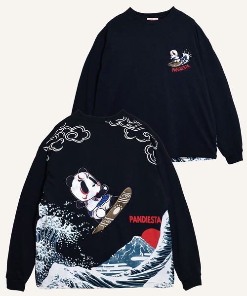 PANDIESTA(パンディエスタ)の「波富士歌舞伎パンダサーフロンT(M2)(Tシャツ/カットソー・メンズ・ブラック/ホワイト・XXL/XL/L/M)」の1枚目の写真