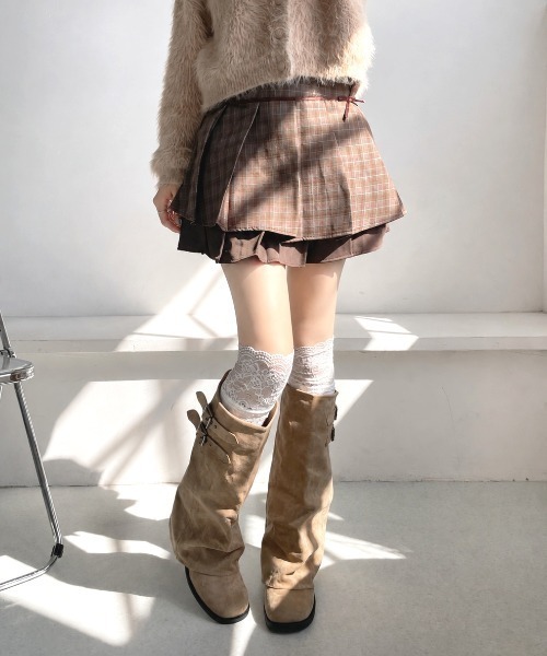 Shoes in Closet（シューズインクローゼット）の「【予約開始】ダブルベルト ルーズ カバーブーツ 497WB（ブーツ・レディース・ベージュ/ブラック・S/LL/L/M）」の12枚目の写真