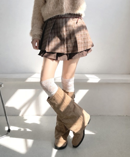 Shoes in Closet（シューズインクローゼット）の「【予約開始】ダブルベルト ルーズ カバーブーツ 497WB（ブーツ・レディース・ベージュ/ブラック・S/LL/L/M）」の13枚目の写真