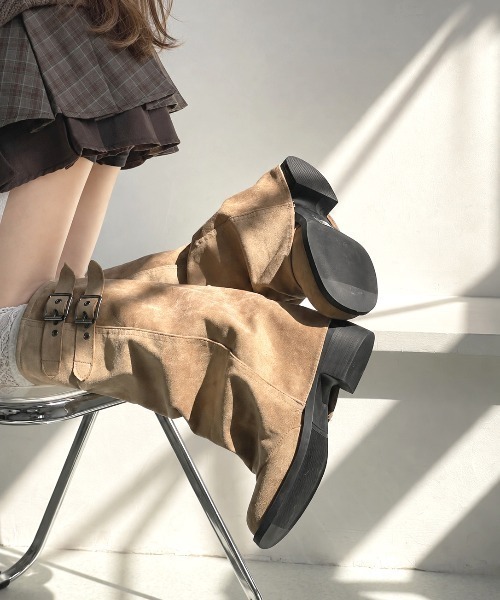 Shoes in Closet（シューズインクローゼット）の「【予約開始】ダブルベルト ルーズ カバーブーツ 497WB（ブーツ・レディース・ベージュ/ブラック・S/LL/L/M）」の16枚目の写真