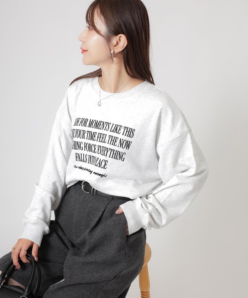 Riberry(リベリー)の「フロッキーメッセージロゴスウェット(スウェット・レディース・ネイビー/ボルドー/オートミール/杢グレー・FREE)」の1枚目の写真