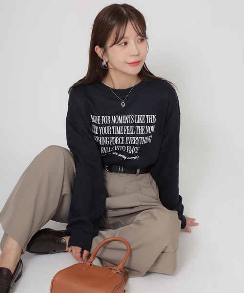 Riberry(リベリー)の「フロッキーメッセージロゴスウェット(スウェット・レディース・ネイビー/ボルドー/オートミール/杢グレー・FREE)」の3枚目の写真