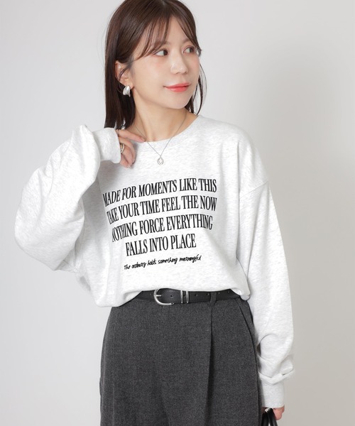 Riberry(リベリー)の「フロッキーメッセージロゴスウェット(スウェット・レディース・ネイビー/ボルドー/オートミール/杢グレー・FREE)」の7枚目の写真