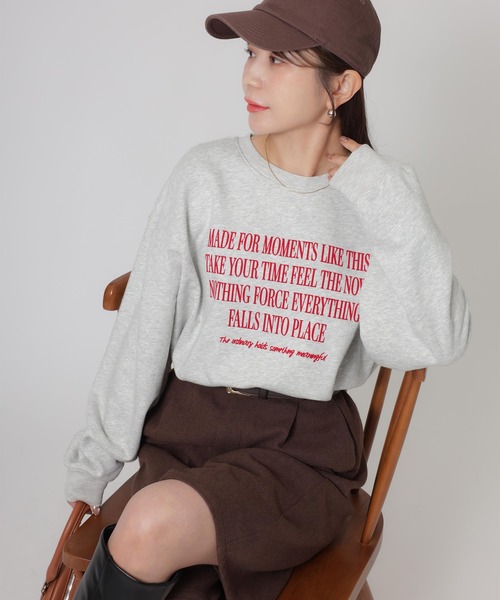 Riberry(リベリー)の「フロッキーメッセージロゴスウェット(スウェット・レディース・ネイビー/ボルドー/オートミール/杢グレー・FREE)」の11枚目の写真