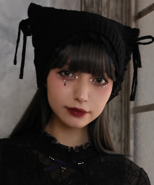 axes femme(アクシーズファム)の「ネコ耳風レースニット帽(ハット・レディース・キナリ/ブラック・FREE)」の17枚目の写真