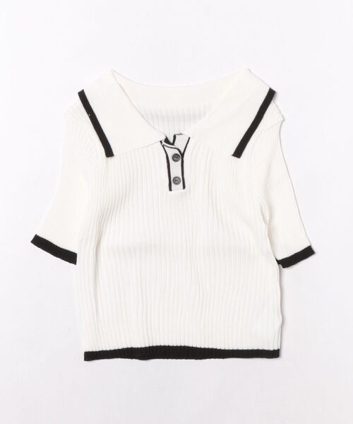 L LABEL(エルラベル)の「バイカラーリブニットポロシャツ(ポロシャツ・レディース・ブラック/ホワイト/ピンク/グリーン・FREE)」の14枚目の写真