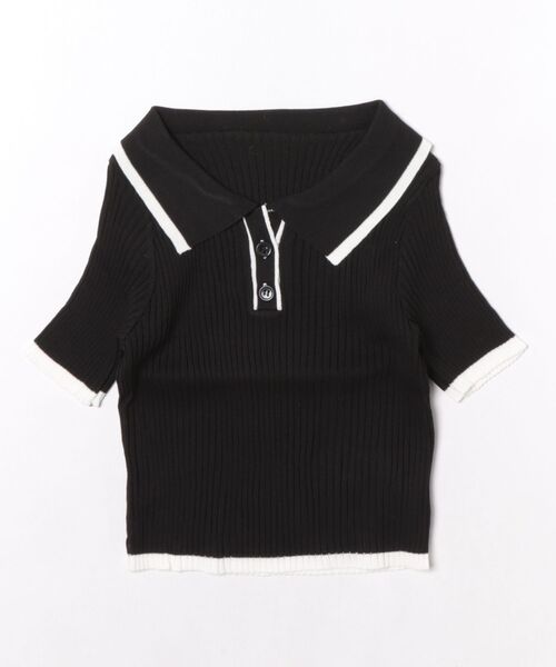 L LABEL(エルラベル)の「バイカラーリブニットポロシャツ(ポロシャツ・レディース・ブラック/ホワイト/ピンク/グリーン・FREE)」の15枚目の写真