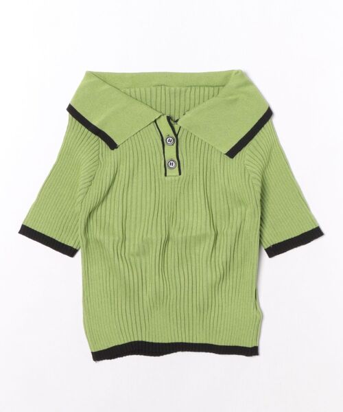 L LABEL(エルラベル)の「バイカラーリブニットポロシャツ(ポロシャツ・レディース・ブラック/ホワイト/ピンク/グリーン・FREE)」の16枚目の写真