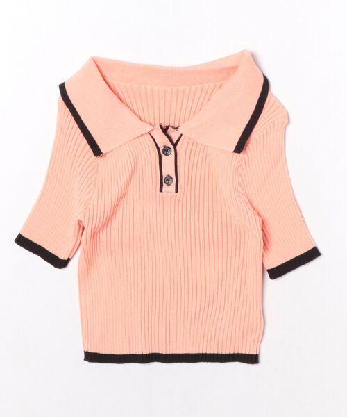 L LABEL(エルラベル)の「バイカラーリブニットポロシャツ(ポロシャツ・レディース・ブラック/ホワイト/ピンク/グリーン・FREE)」の17枚目の写真