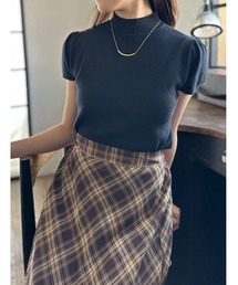 ハイネックパフスリーブニット