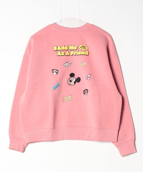 Disney(ディズニー)の「【DISNEY/ディズニー】ミッキー&キャラクタープリント裏起毛クルーネックスウェットトレーナー(WIDE)(スウェット・レディース・ピンク/スミクロ/オートミール/グリーン・MEDIUM/LARGE)」の5枚目の写真