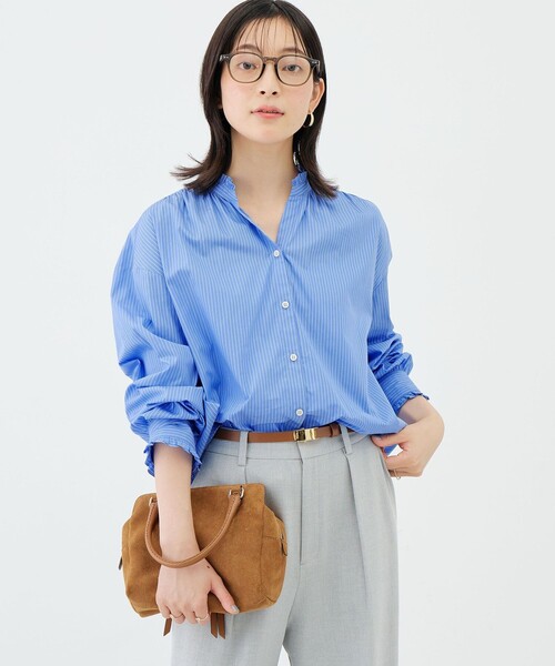 NOLLEY’S(ノーリーズ)の「【BECシリーズ】ウォッシャブル襟フリルブラウス(シャツ/ブラウス・レディース・ブルー系その他/ピンク系その他・38/36)」の1枚目の写真