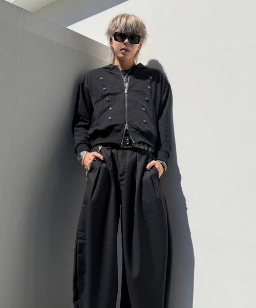 A'GEM9(エージェムナイン)の「A'GEM/9 × .kom『A'gem/エージェム』NAPOLEON ZIP-UP HOODIE/ナポレオンジップアップパーカー(パーカー・メンズ・チャコールグレー/ブラック・MEDIUM)」の6枚目の写真