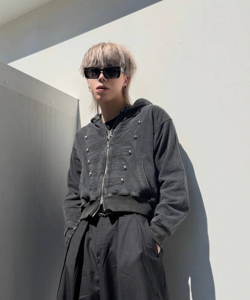 A'GEM9(エージェムナイン)の「A'GEM/9 × .kom『A'gem/エージェム』NAPOLEON ZIP-UP HOODIE/ナポレオンジップアップパーカー(パーカー・メンズ・チャコールグレー/ブラック・MEDIUM)」の8枚目の写真