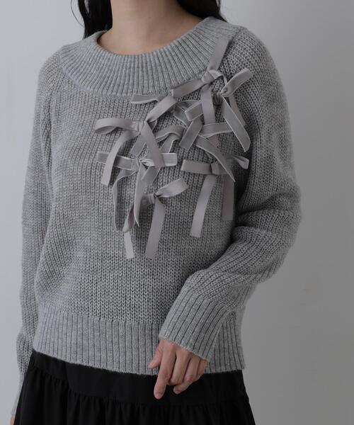 N.（N. Natural Beauty Basic）（エヌエヌナチュラルビューティーベーシック）の「リボントリムニット（ニット/セーター・レディース・ホワイト系その他/グレー系その他/ブラウン系その他・FREE）」の18枚目の写真