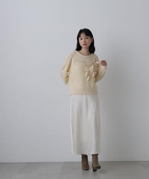 N.（N. Natural Beauty Basic）（エヌエヌナチュラルビューティーベーシック）の「リボントリムニット（ニット/セーター・レディース・ホワイト系その他/グレー系その他/ブラウン系その他・FREE）」の14枚目の写真