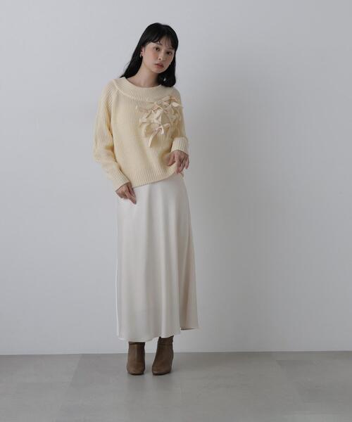 N.（N. Natural Beauty Basic）（エヌエヌナチュラルビューティーベーシック）の「リボントリムニット（ニット/セーター・レディース・ホワイト系その他/グレー系その他/ブラウン系その他・FREE）」の16枚目の写真