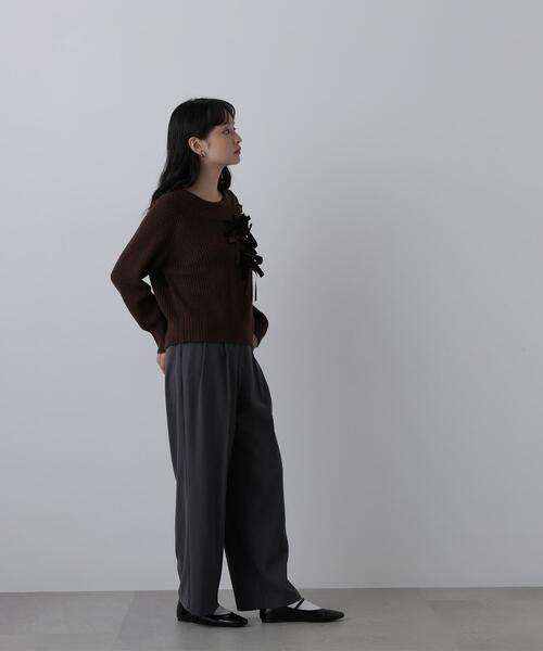 N.（N. Natural Beauty Basic）（エヌエヌナチュラルビューティーベーシック）の「リボントリムニット（ニット/セーター・レディース・ホワイト系その他/グレー系その他/ブラウン系その他・FREE）」の10枚目の写真