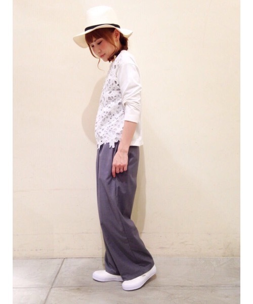 CIAOPANIC TYPY（チャオパニックティピー）の「レースプルオーバー（Tシャツ/カットソー・レディース・オフホワイト/ネイビー・FREE）」の4枚目の写真