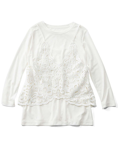 IEDIT（イディット）の「ブルーブラックプラネットオリジナルレースキャミソール＆トップスセット　　　　（Tシャツ/カットソー・レディース・ホワイト/ブラック・X-LARGE/SMALL/LARGE/XX-LARGE/MEDIUM）」の12枚目の写真