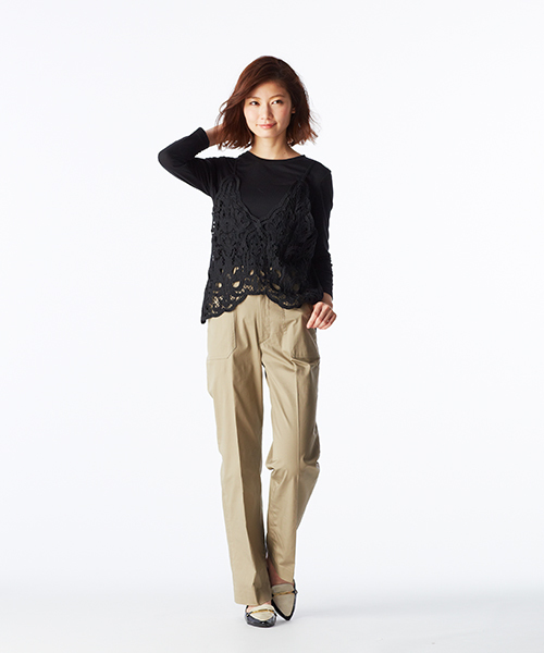 IEDIT（イディット）の「ブルーブラックプラネットオリジナルレースキャミソール＆トップスセット　　　　（Tシャツ/カットソー・レディース・ホワイト/ブラック・X-LARGE/SMALL/LARGE/XX-LARGE/MEDIUM）」の3枚目の写真