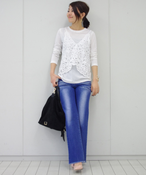 IEDIT（イディット）の「ブルーブラックプラネットオリジナルレースキャミソール＆トップスセット　　　　（Tシャツ/カットソー・レディース・ホワイト/ブラック・X-LARGE/SMALL/LARGE/XX-LARGE/MEDIUM）」の13枚目の写真