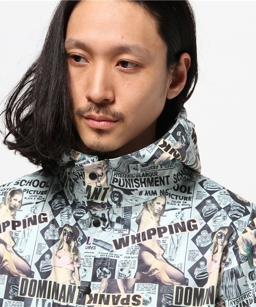 HYSTERIC GLAMOUR（ヒステリックグラマー）の「HYS PUNISHMENT SCHOOL総柄フーデッドJK（マウンテンパーカー・メンズ・ブルー系その他・LARGE/SMALL/MEDIUM）」の5枚目の写真