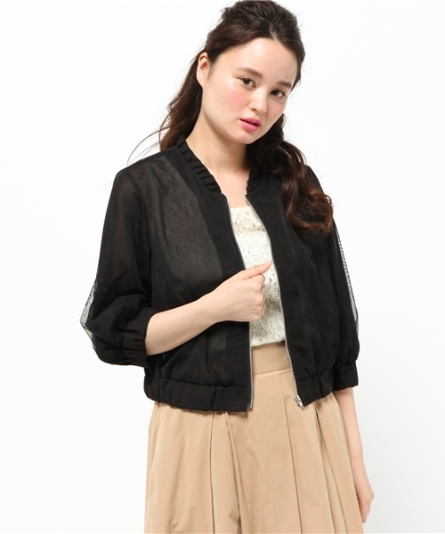 E hyphen world gallery(イーハイフンワールドギャラリー)の「チュールギャザーブルゾン(ブルゾン・レディース・ブラック/カーキ/オフホワイト・FREE)」の13枚目の写真