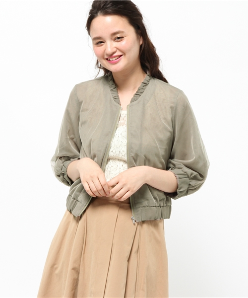 E hyphen world gallery(イーハイフンワールドギャラリー)の「チュールギャザーブルゾン(ブルゾン・レディース・ブラック/カーキ/オフホワイト・FREE)」の14枚目の写真