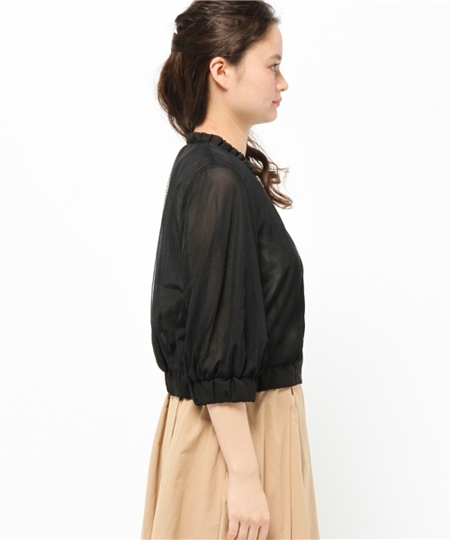 E hyphen world gallery(イーハイフンワールドギャラリー)の「チュールギャザーブルゾン(ブルゾン・レディース・ブラック/カーキ/オフホワイト・FREE)」の5枚目の写真