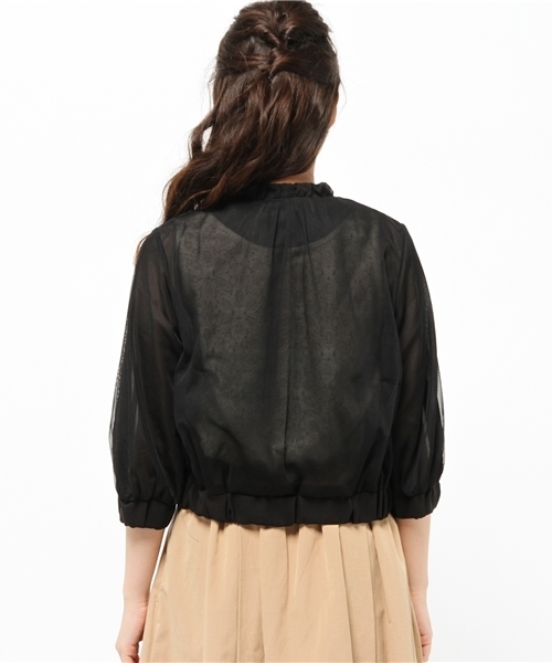 E hyphen world gallery(イーハイフンワールドギャラリー)の「チュールギャザーブルゾン(ブルゾン・レディース・ブラック/カーキ/オフホワイト・FREE)」の6枚目の写真
