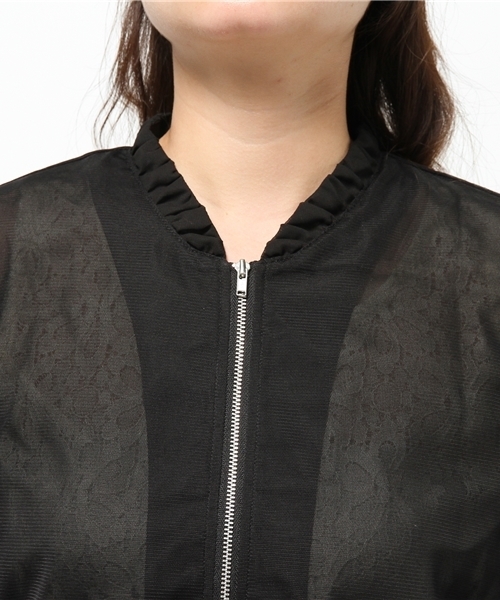 E hyphen world gallery(イーハイフンワールドギャラリー)の「チュールギャザーブルゾン(ブルゾン・レディース・ブラック/カーキ/オフホワイト・FREE)」の7枚目の写真