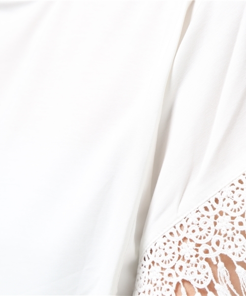 LBC（エルビーシー）の「コットンシルケットレース使いプルオーバー（Tシャツ/カットソー・レディース・ブラック/オフホワイト/アッシュグレー・MEDIUM）」の9枚目の写真