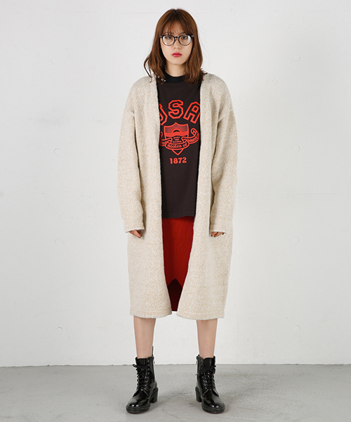 MOUSSY（マウジー）の「Warmth Knitting Gown（カーディガン/ボレロ・レディース・グレー系その他/ピンク系その他/ダークネイビー/ベージュ系その他・FREE）」の2枚目の写真